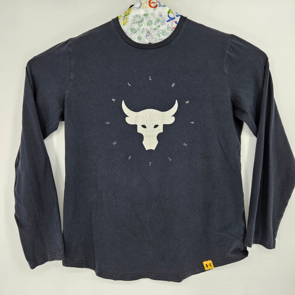 Under Armour Project Rock Shirt Mens Large‎ All Day Hustle Black Long Sleeve